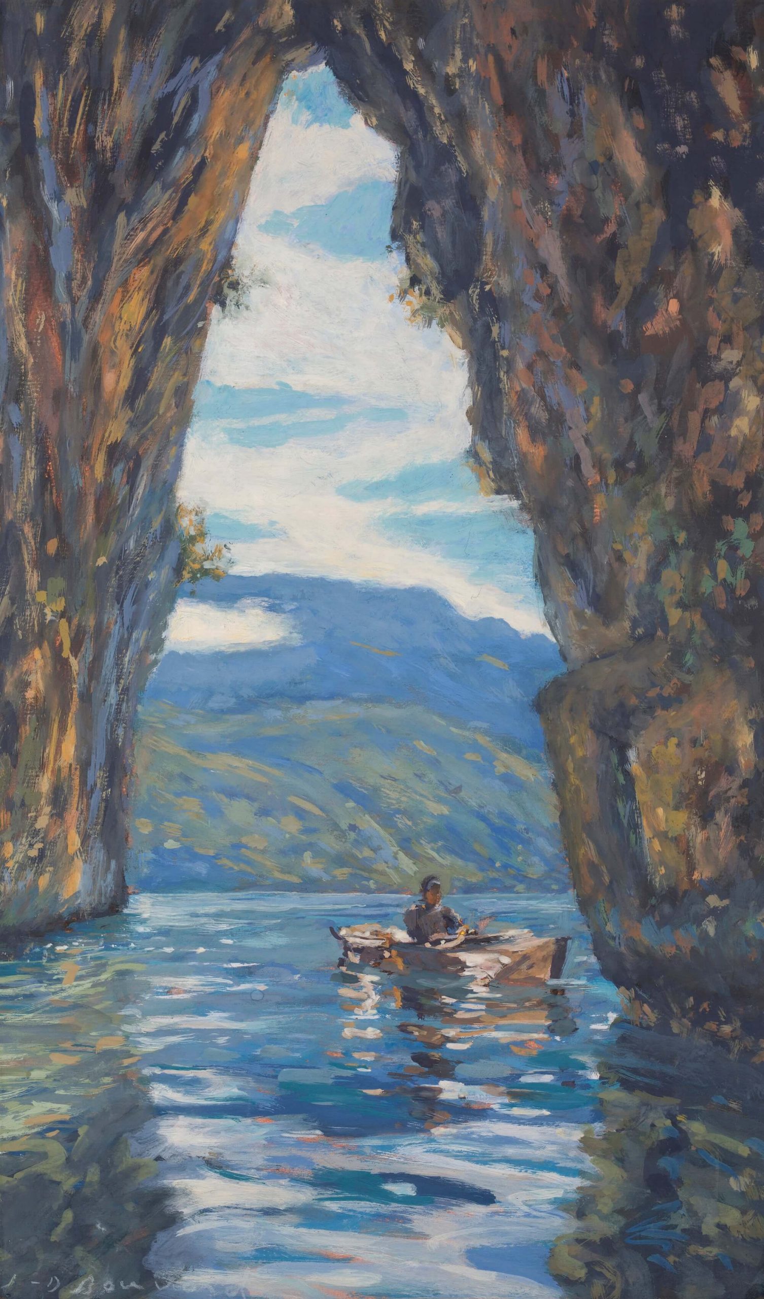 Roc de Chère I - gouache sur carton - 41 x 24 cm