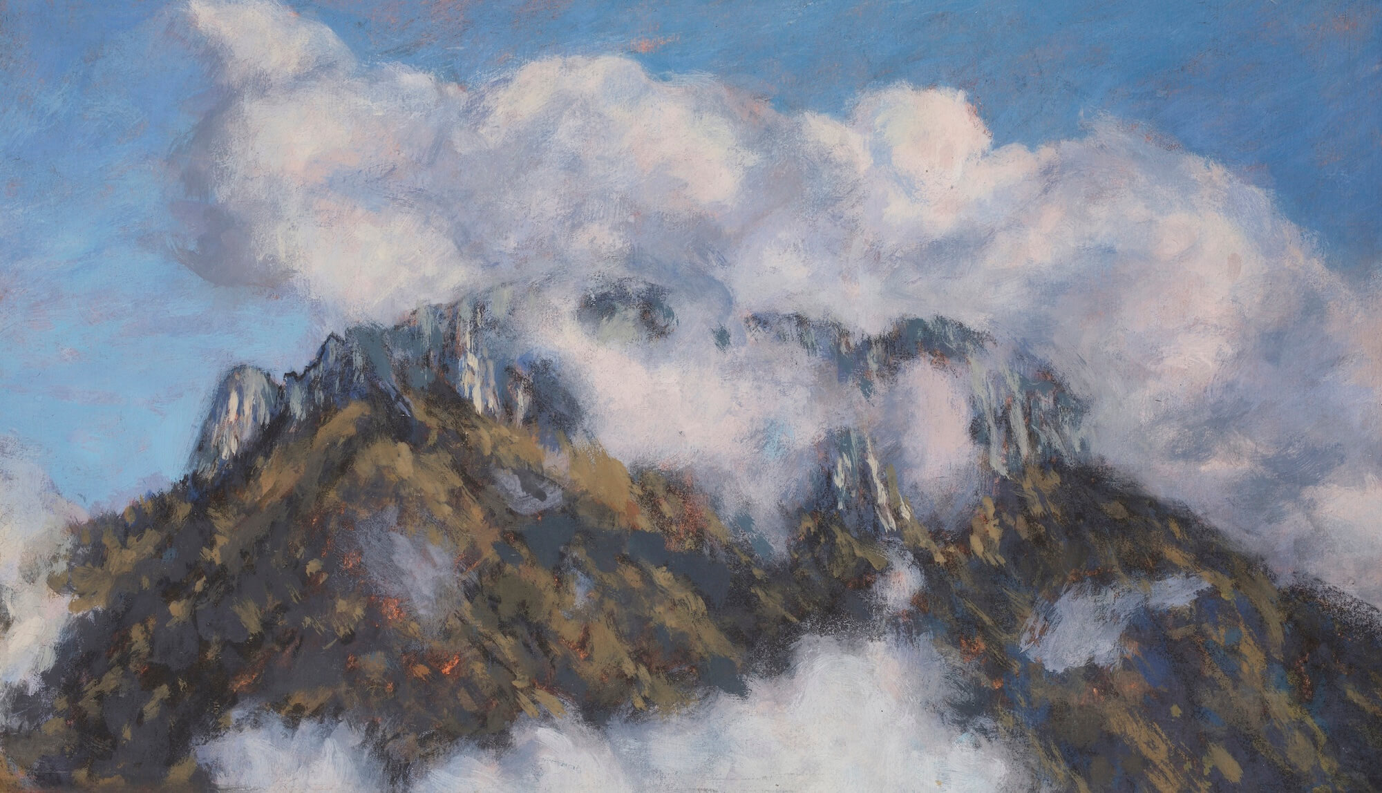 Montagnes et nuages VIII - gouache sur carton - 24 x 41 cm