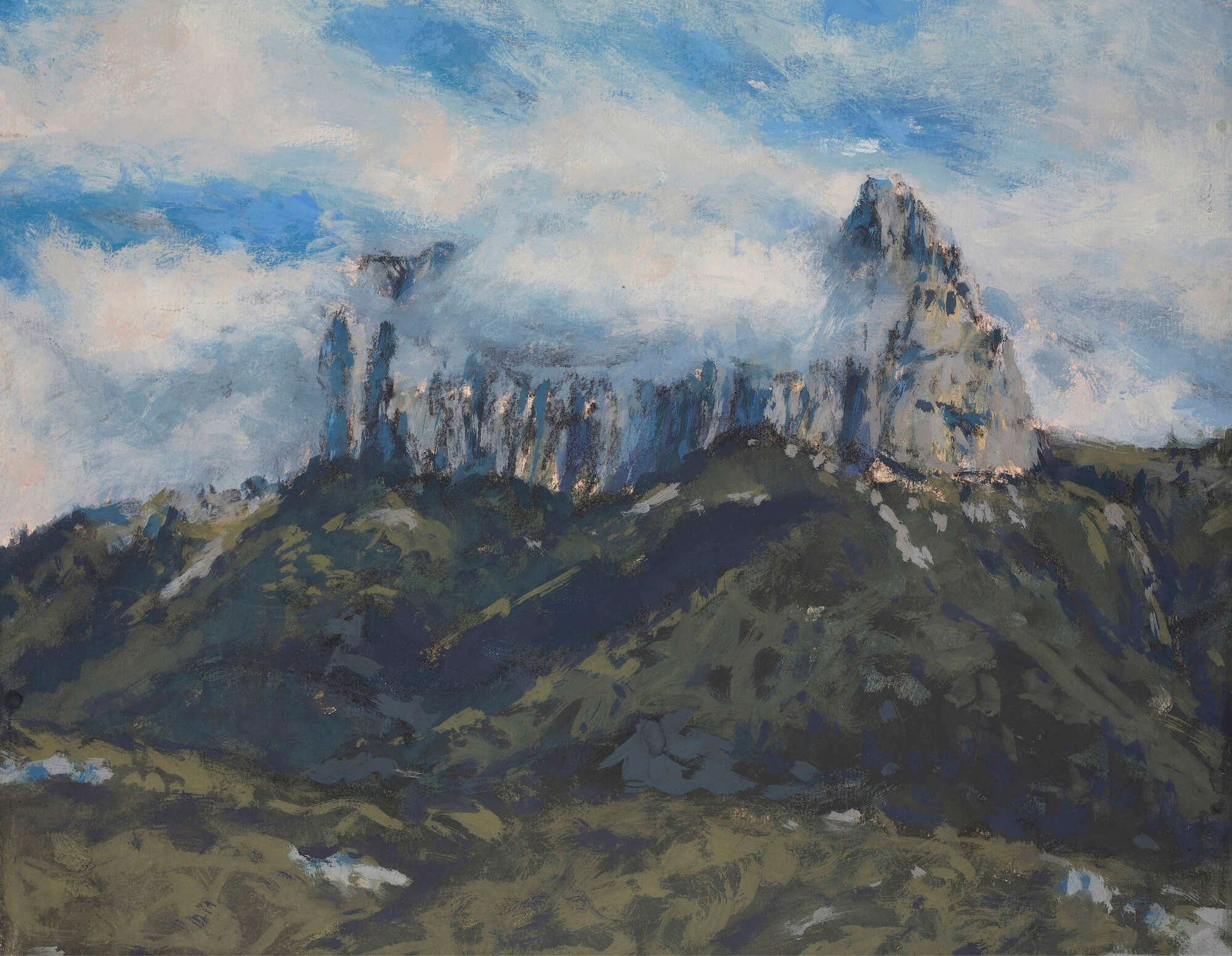 Montagnes et nuages VII - gouache sur carton - 27 x 35 cm