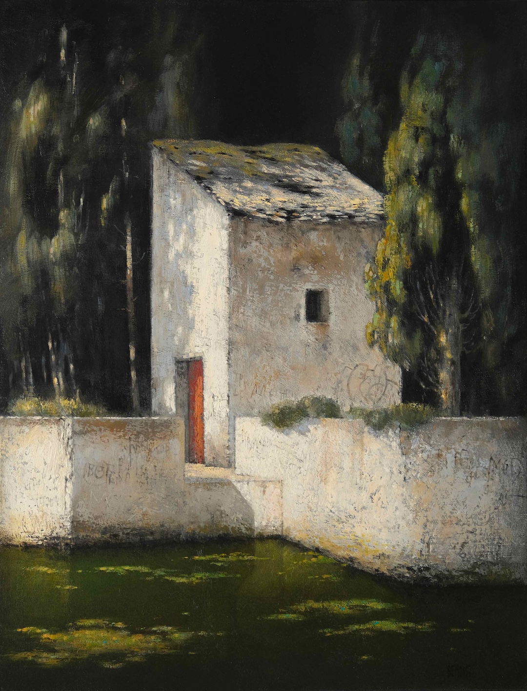 BASTIDON BLANC - huile sur toile - 65x50 cm