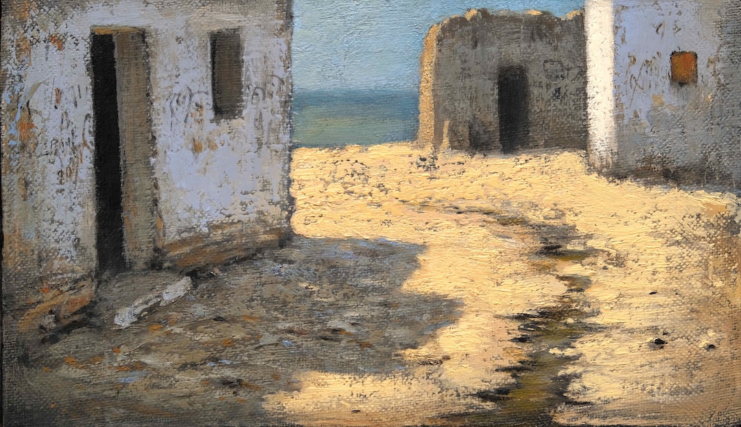 HAMEAU DES SABLES II - huile sur toile - 14x24 cm