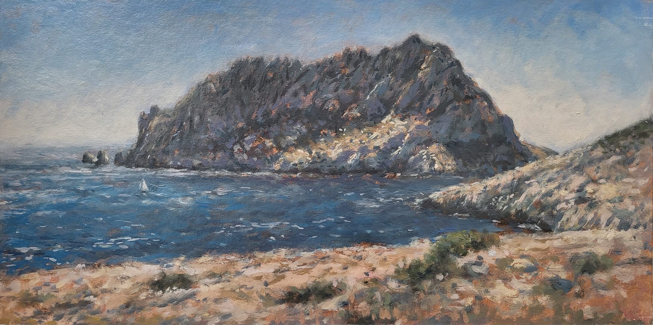 Île Maïre V - huile sur carton - 30 x 60 cm