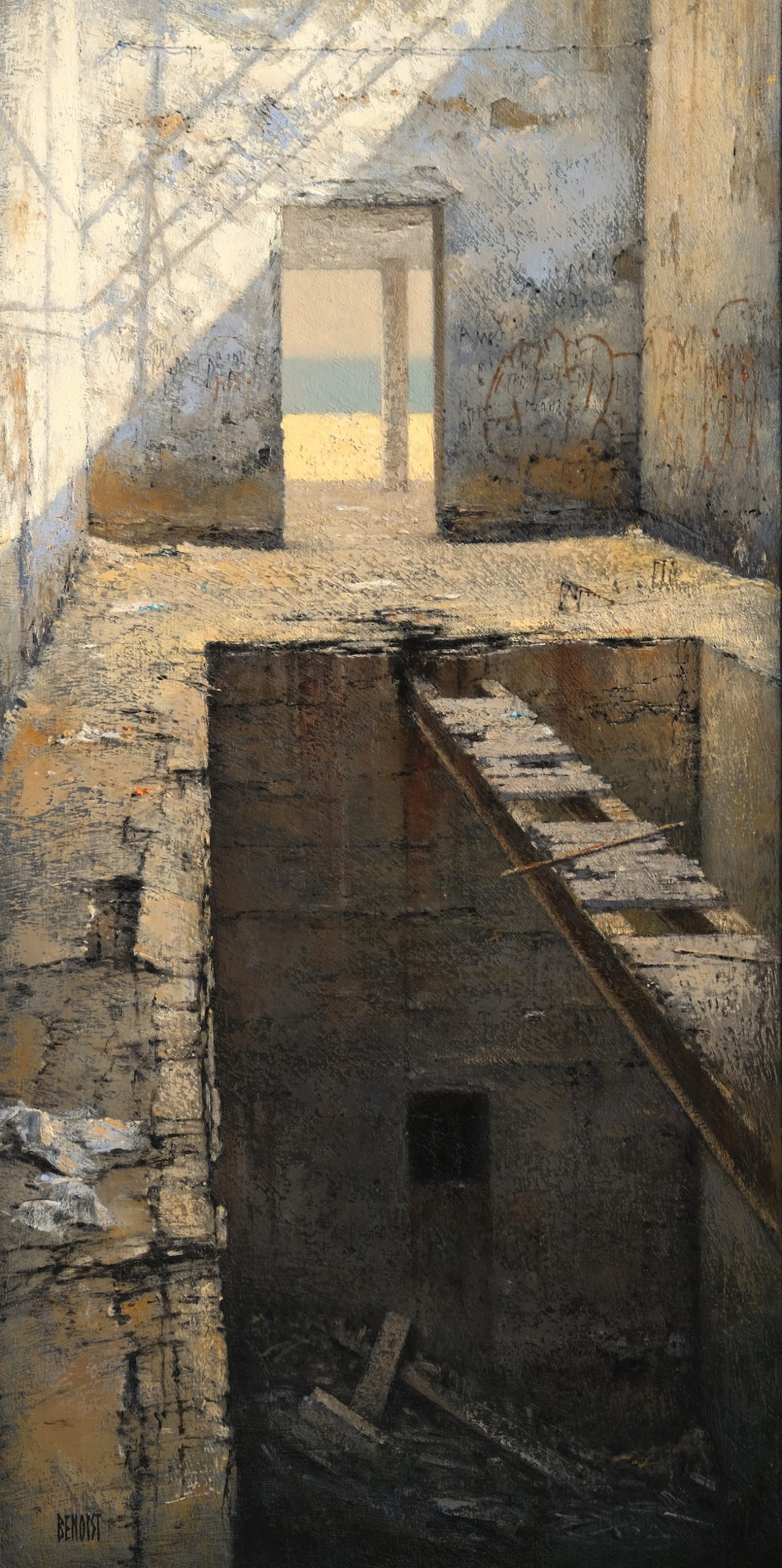 LA PASSERELLE- huile sur toile -  80x40 cm - 2025