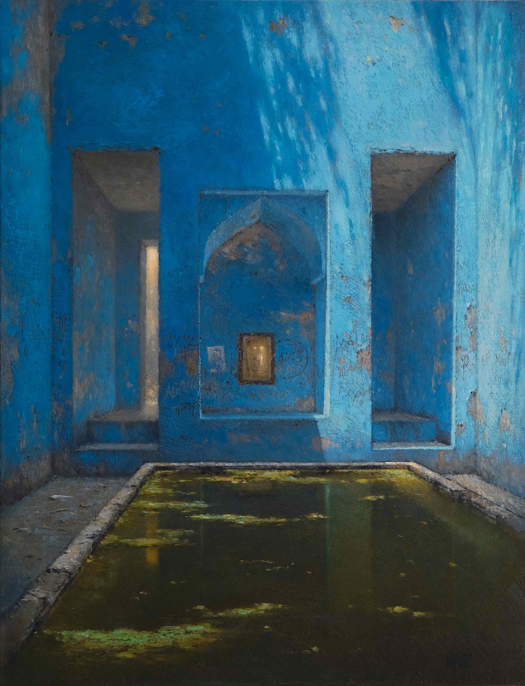 REFUGE BLEU - huile sur toile - 65x50 cm