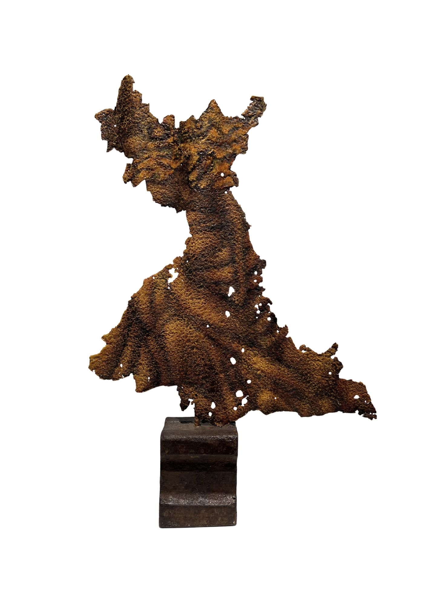 Fée 4, socle métal – huile sur tôle – 59 x 36 x 9 cm