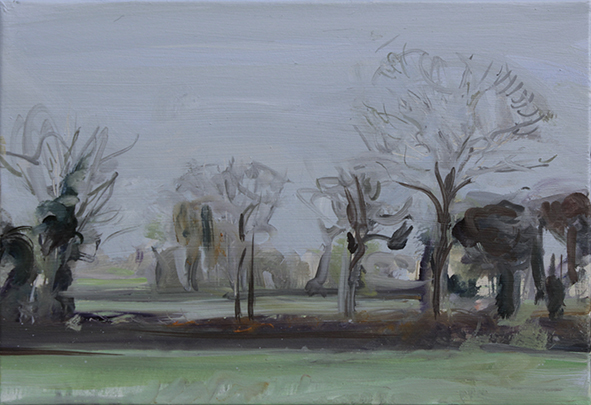 Bocage breton, huile sur papier marouflé sur toile, 35 x 50 cm, 2024