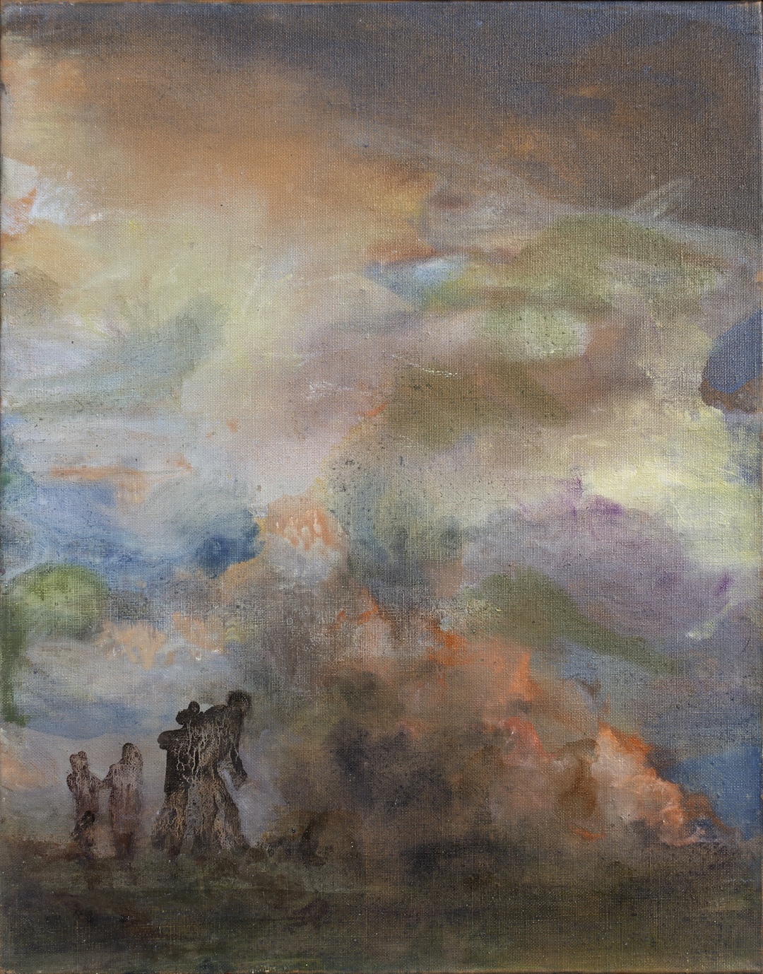 Cortège 16 -2023 - huile sur bois - 50 x 40 cm
