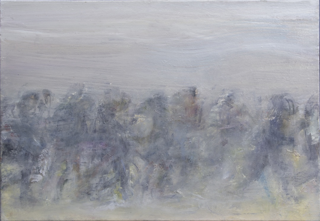 Cortège 54 - 2025 - huile sur papier marouflé sur toile - 50 x 65 cm