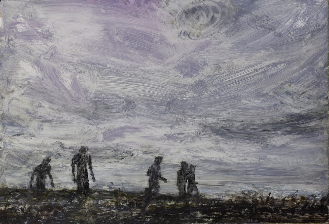 Cortège 56 - 2025 - huile sur carton marouflé sur panneau - 53,5 x 78 cm