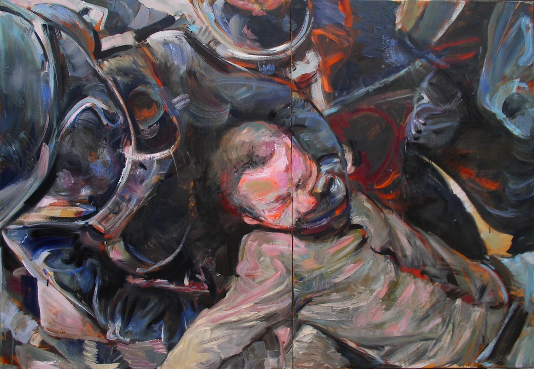 Émeute 6 - 2007 - huile sur toile - diptyque - 146 × 211 cm