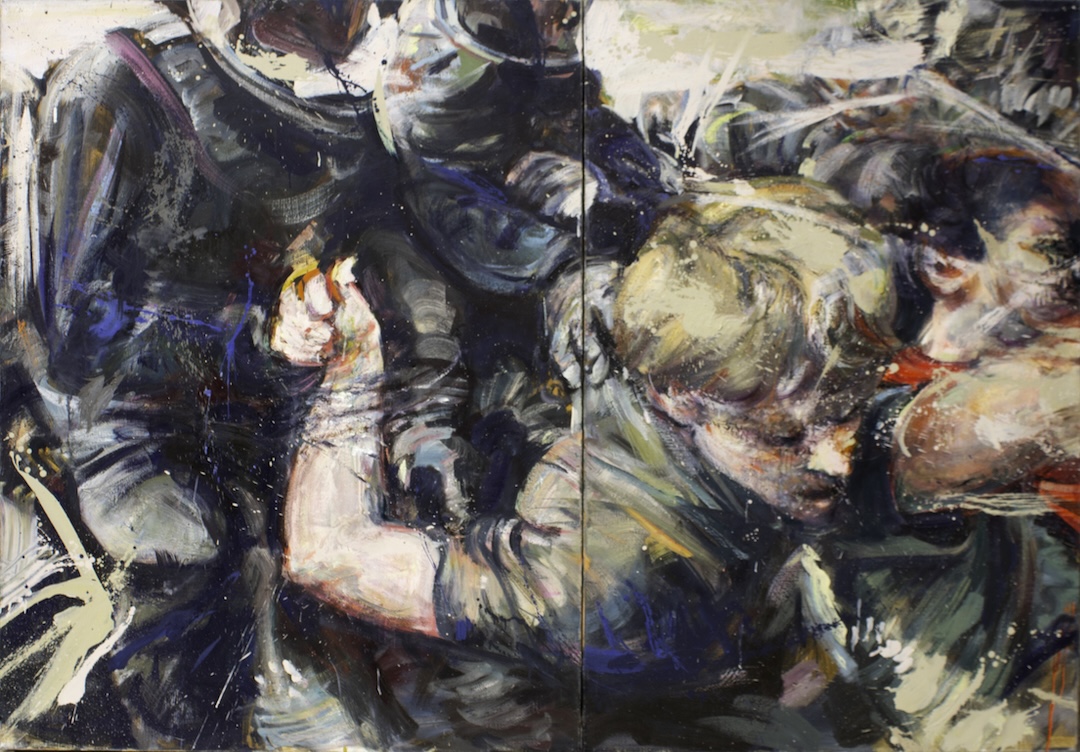 Émeute 7 - 2007 - huile sur toile - diptyque 146 × 211 cm