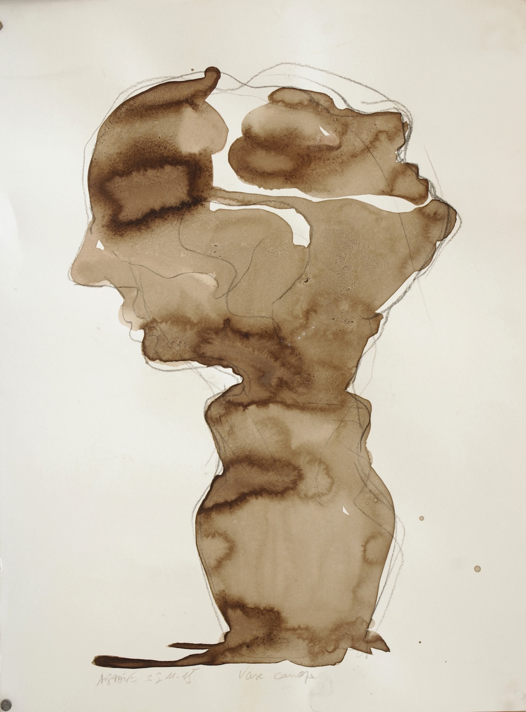 Vase canope - 2015 - crayon et brou de noix - 40 × 30 cm