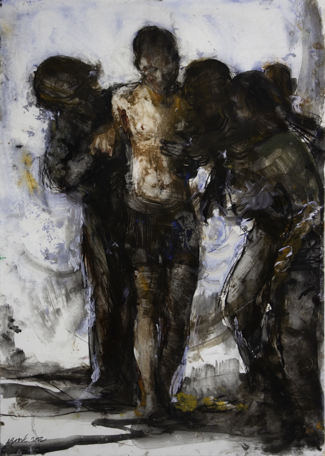 Wounded soldier helped 5 - 2022 - techniques mixtes sur calque polyester - 61 × 42 cm