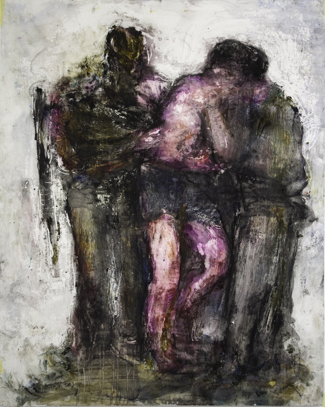 Wounded soldier helped 9 - 2022 - huile sur calque polyester - 61 × 48 cm