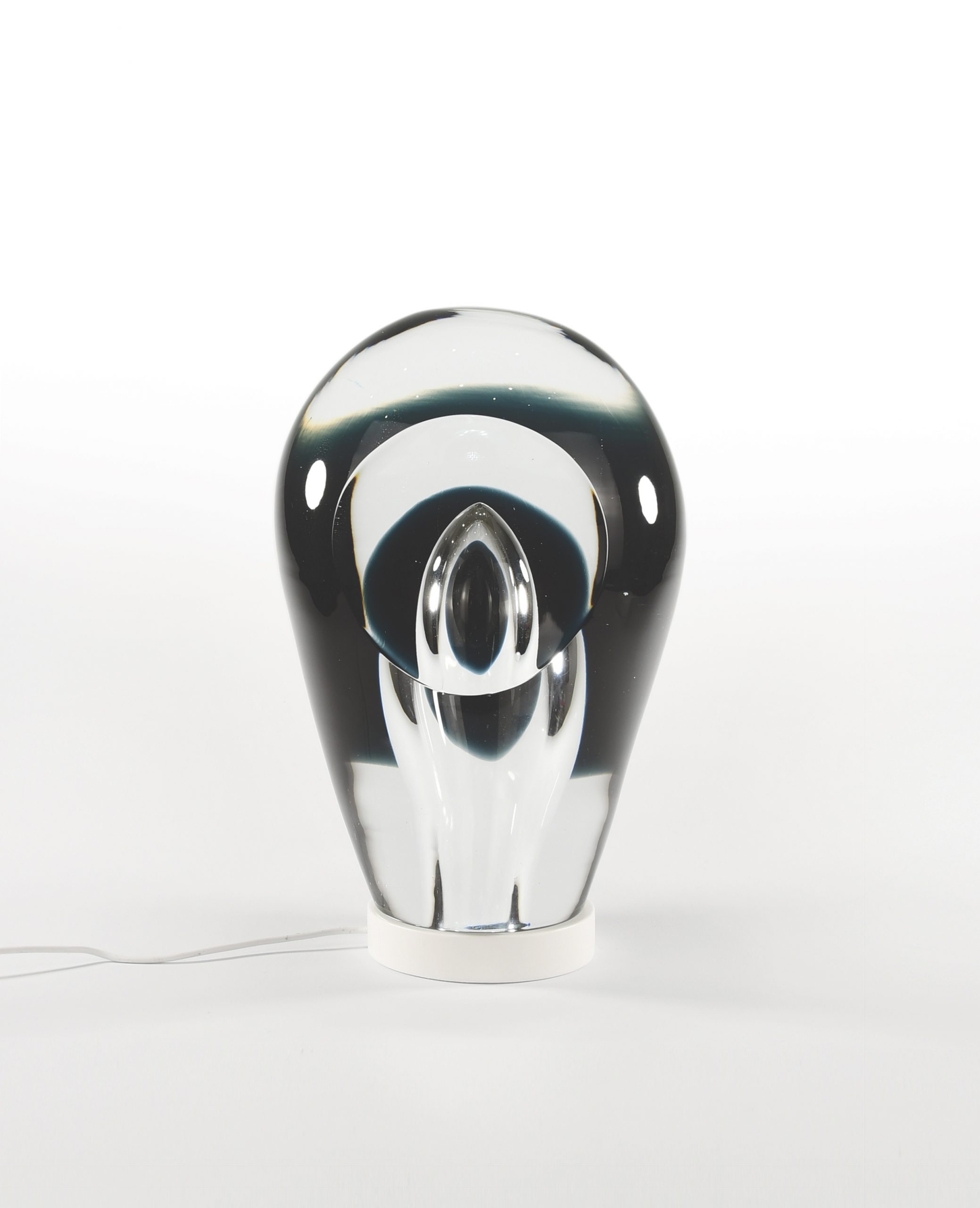 ACHILLE LIGHT 02 - Verre de Murano - H 29 D 20 cm - base en bois laque LED