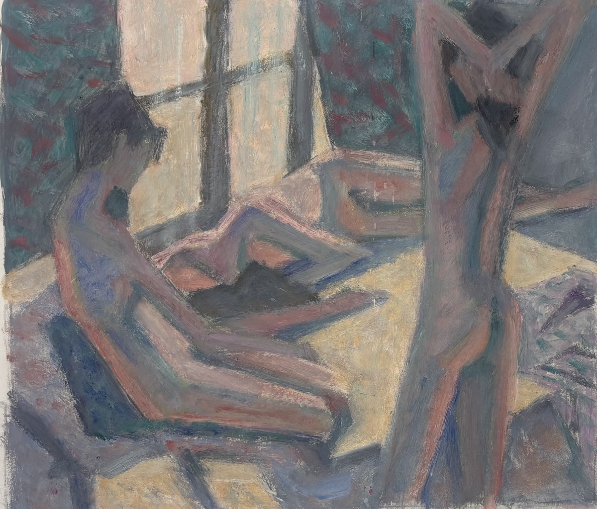 3 nus - code 1301 - 1995 - huile sur papier - 30 x 33 cm