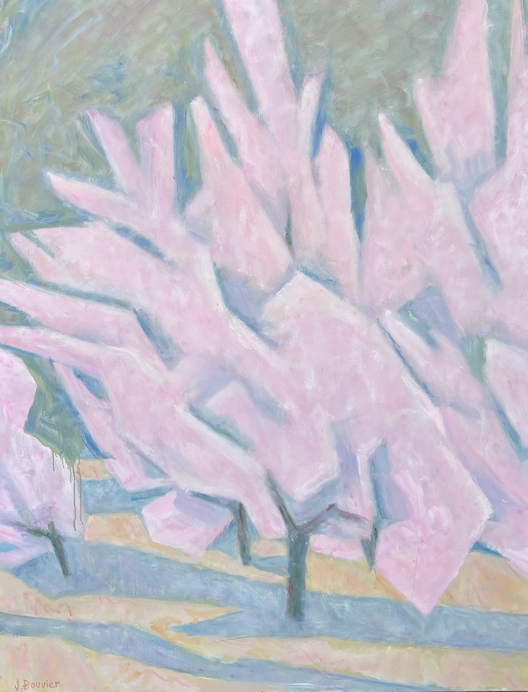 Amandiers en fleur - code 268 - 2005 - huile sur toile - 116 x 89,5 cm