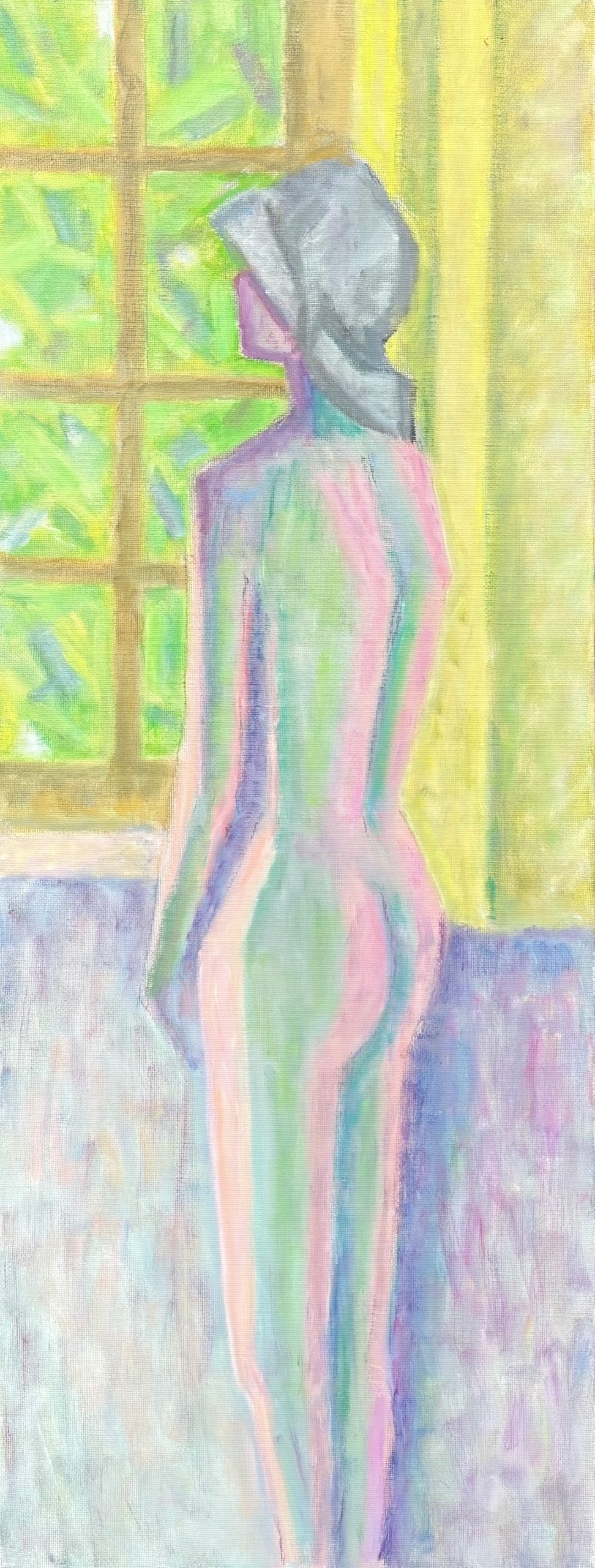 Anne à la fenêtre II - code 49 - 2008 - huile sur toile - 120 x 45,5 cm