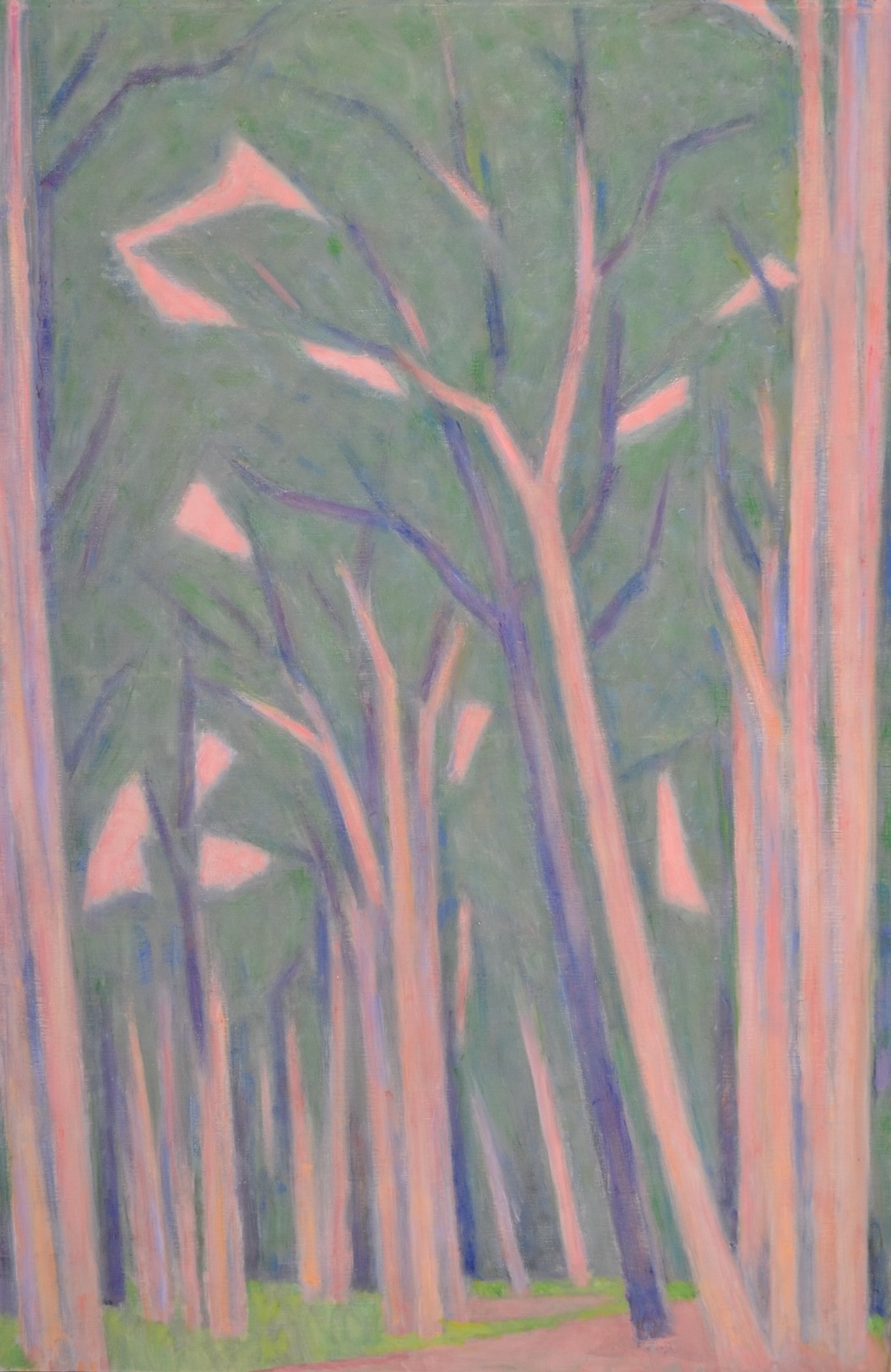 Arbres dans la forêt de Bellême - 2013 - huile sur toile - 146,5 x 97 cm