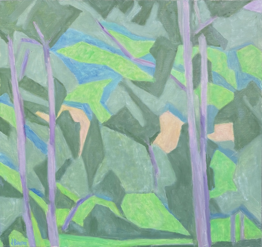 Arbres devant la colline - code 994 - 2000 - huile sur toile - 112,5 x 109 cm