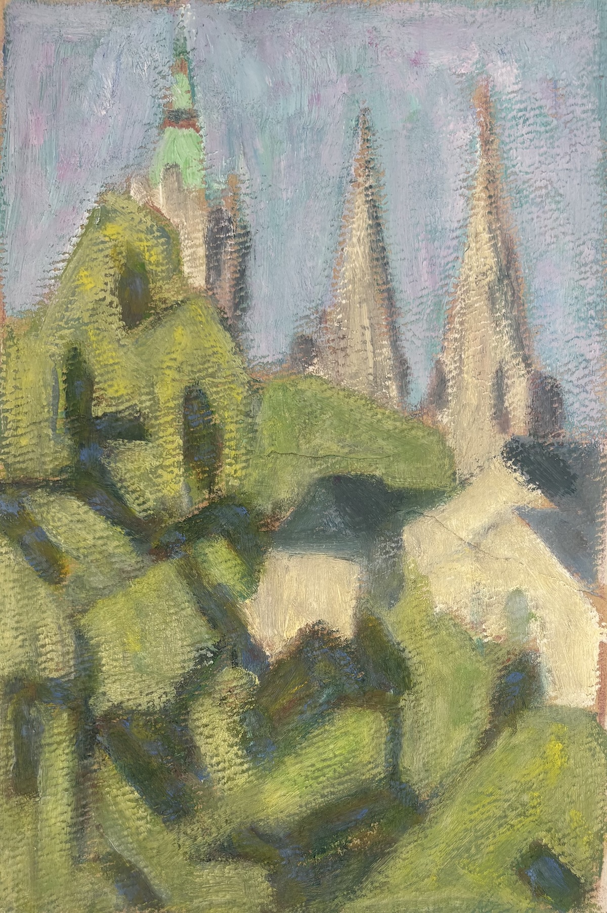 Bayeux - code 982 - 1970 - huile sur papier - 30 x 20 cm