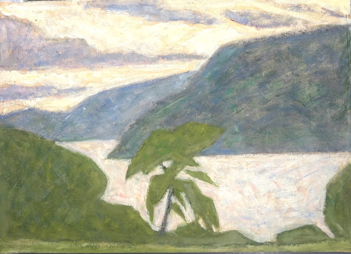 District des lacs - code 1256 - 2016 - huile sur papier - 36 x 50,5 cm