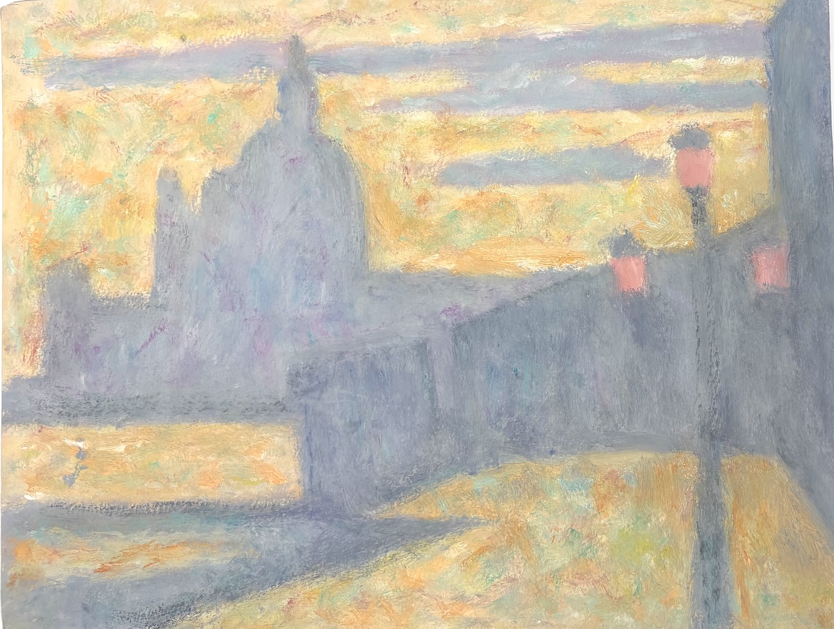 La salute - code 1268 - 1985 - huile sur papier - 28 x 36,5 cm