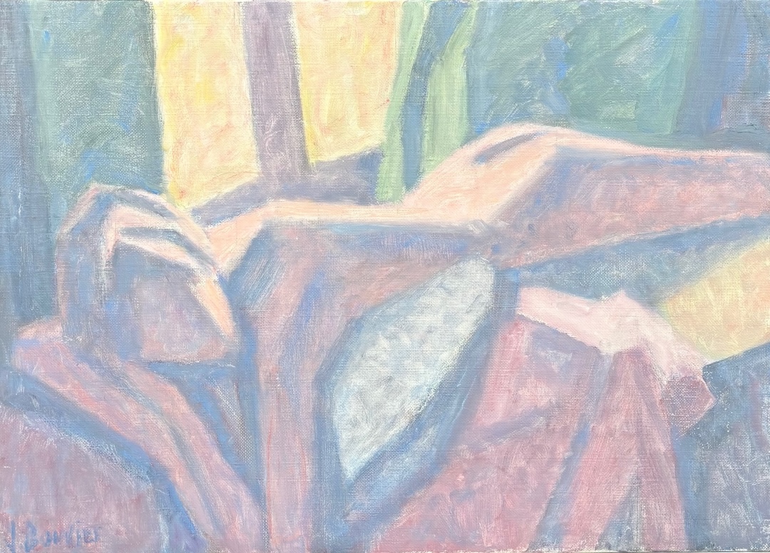 Lana allongée sur le ventre - code 965 - 1993 - huile sur toile - 40 x 55 cm
