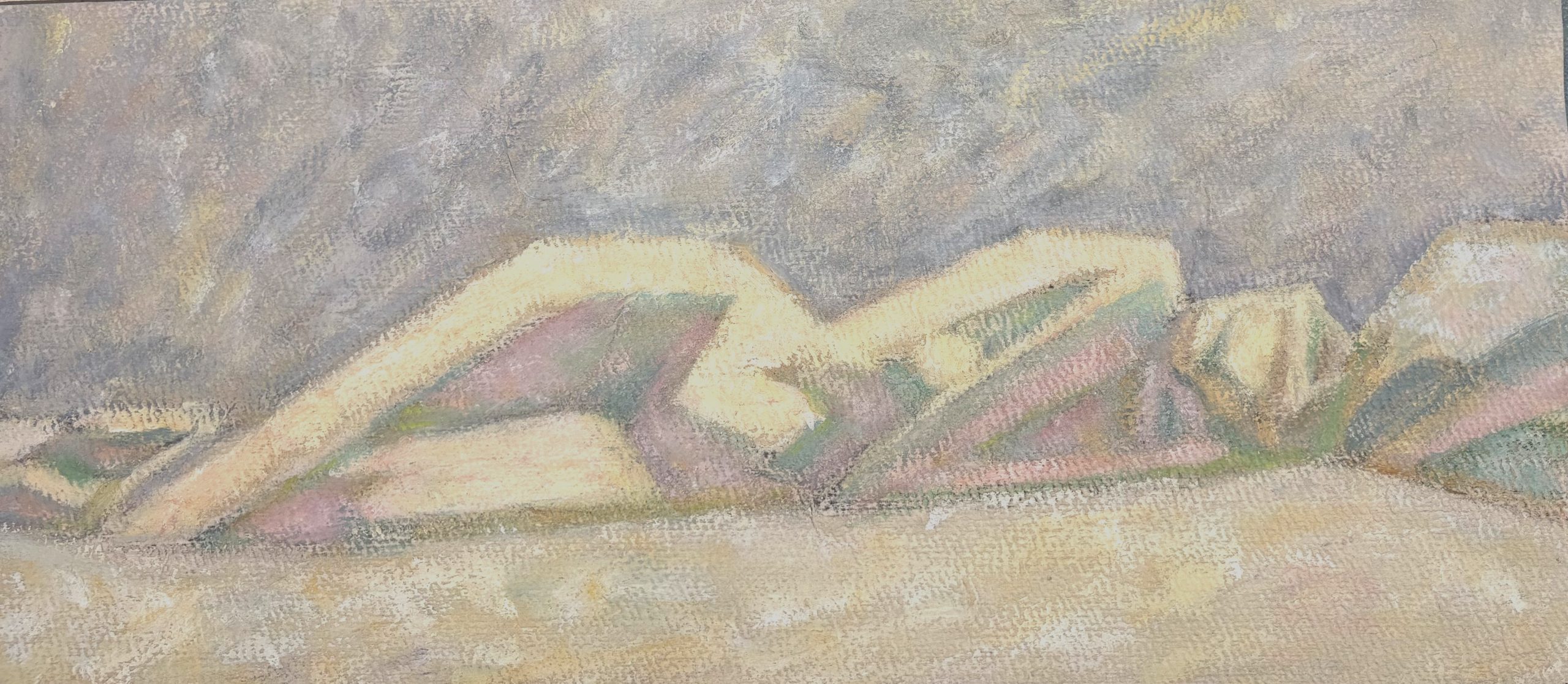 Lana endormie - code 1250 - 1992 - huile sur papier - 20,5 x 47 cm