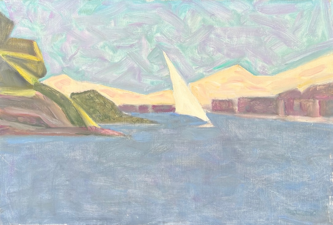 Le Nyl, Égypte - code 175 - 2005 - huile sur toile - 46 x 67 cm