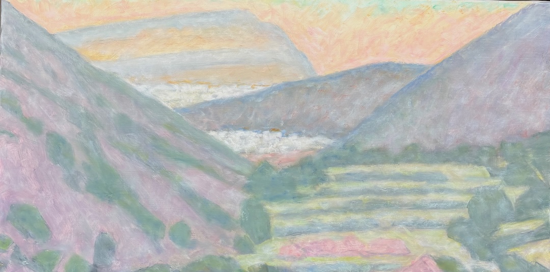 Paysage d'Espagne (Jalon) - code 787 - 2010 - huile sur toile - 54,5 x 105,5 cm
