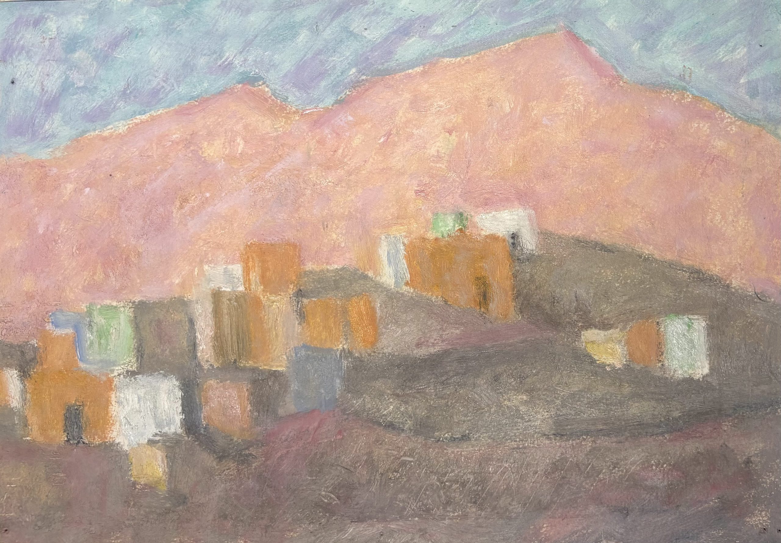 Village près de Louxor - code 1264 - 2005 - huile sur papier - 24,5 x 36 cm