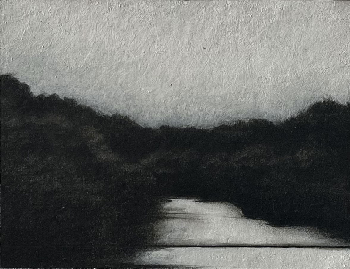 VUE DU TRAIN - 12 x 16 cm - Fusain & acrylique sur papier marouflé sur bois - 2020