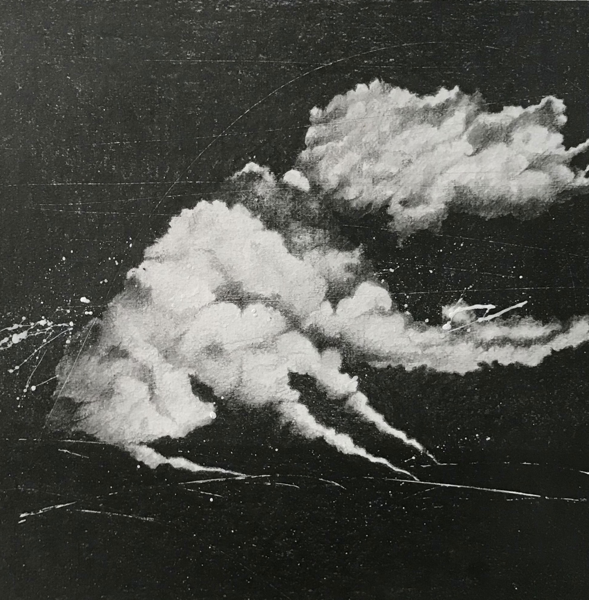 BLACK SKY I - 20 x 20 cm - Mine de plomb sur papier marouflé - 2024