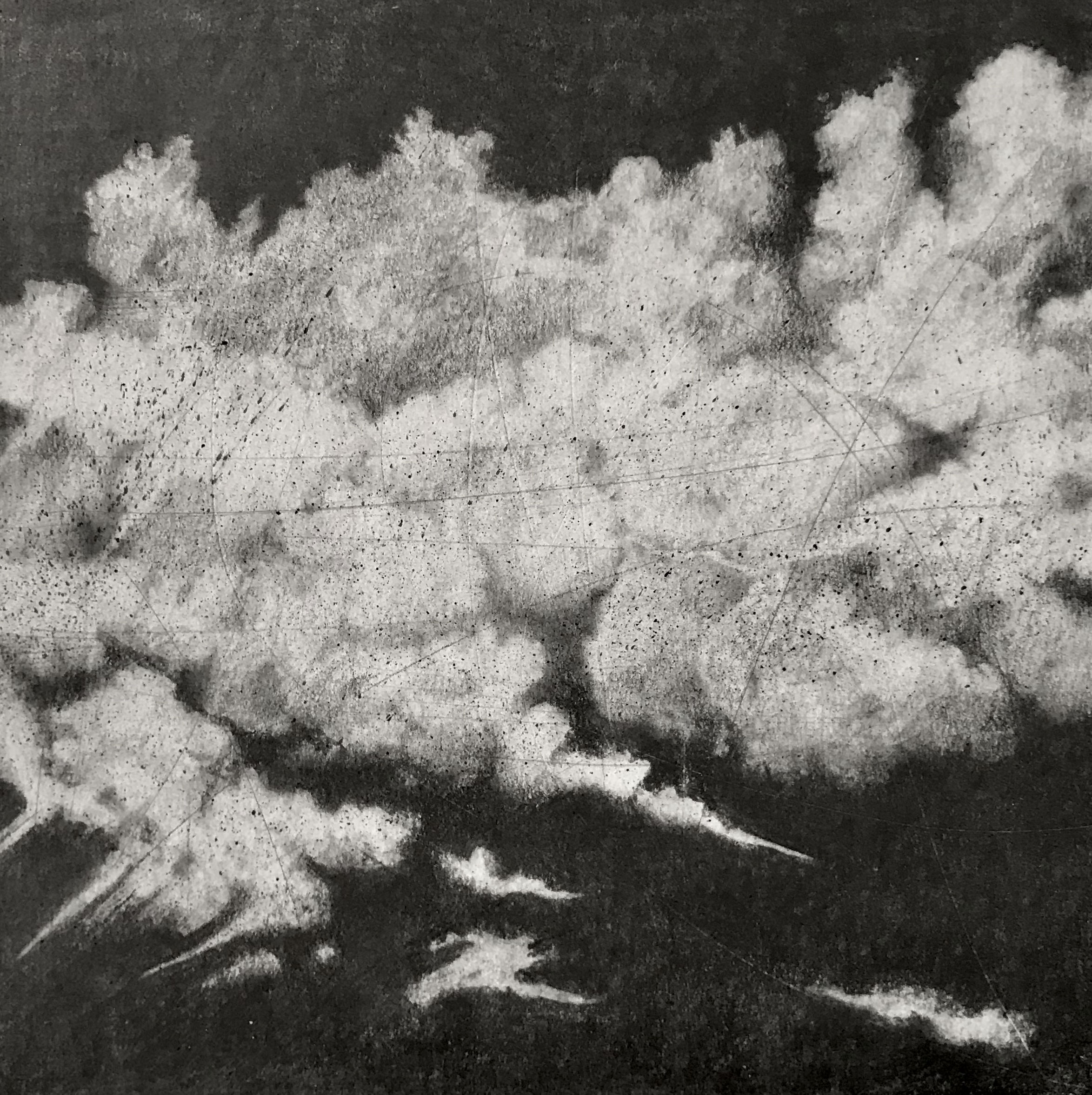 BLACK SKY II - 20 x 20 cm - Mine de plomb sur papier marouflé - 2024