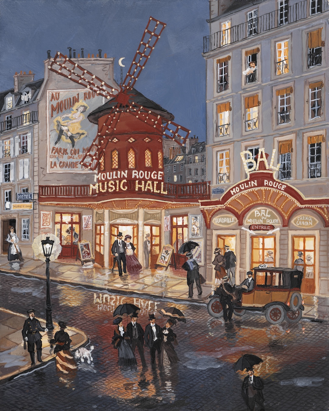 AU JOYEUX MOULIN ROUGE - Acrylique sur bois - 41x33 cm 