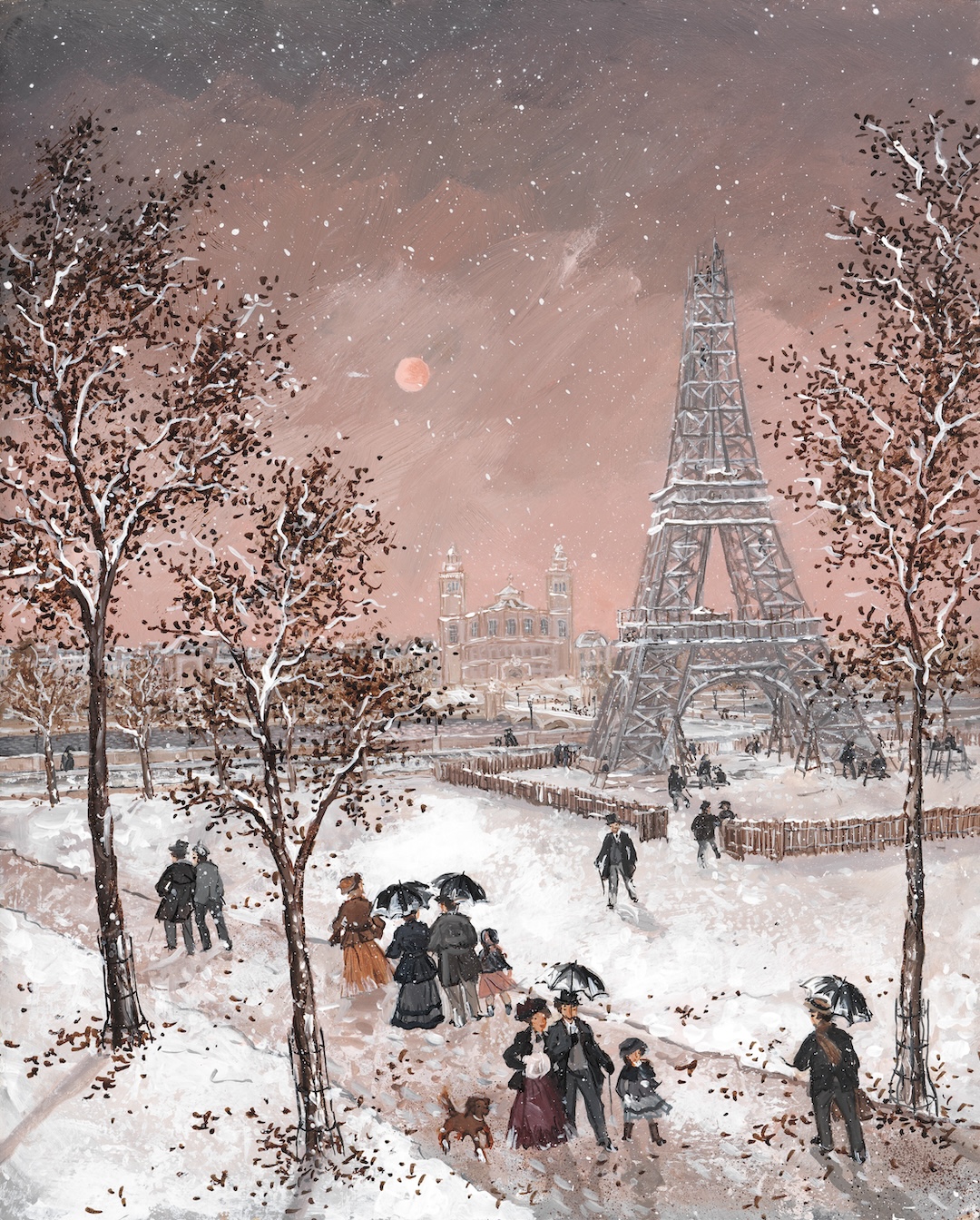 LA TOUR EIFFEL EN CONSTRUCTION NOVEMBRE 1888 - - Acrylique sur bois - 41x33cm