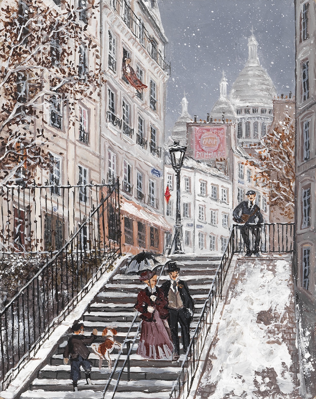 MONTMARTRE BLANC - Acrylique sur bois - 24x19 cm 