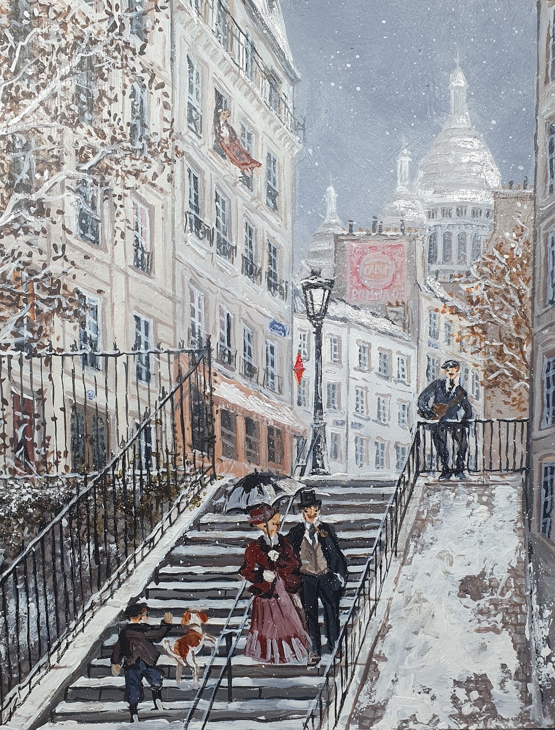 Montmatre blanc - acrylique sur bois - 24X19 cm