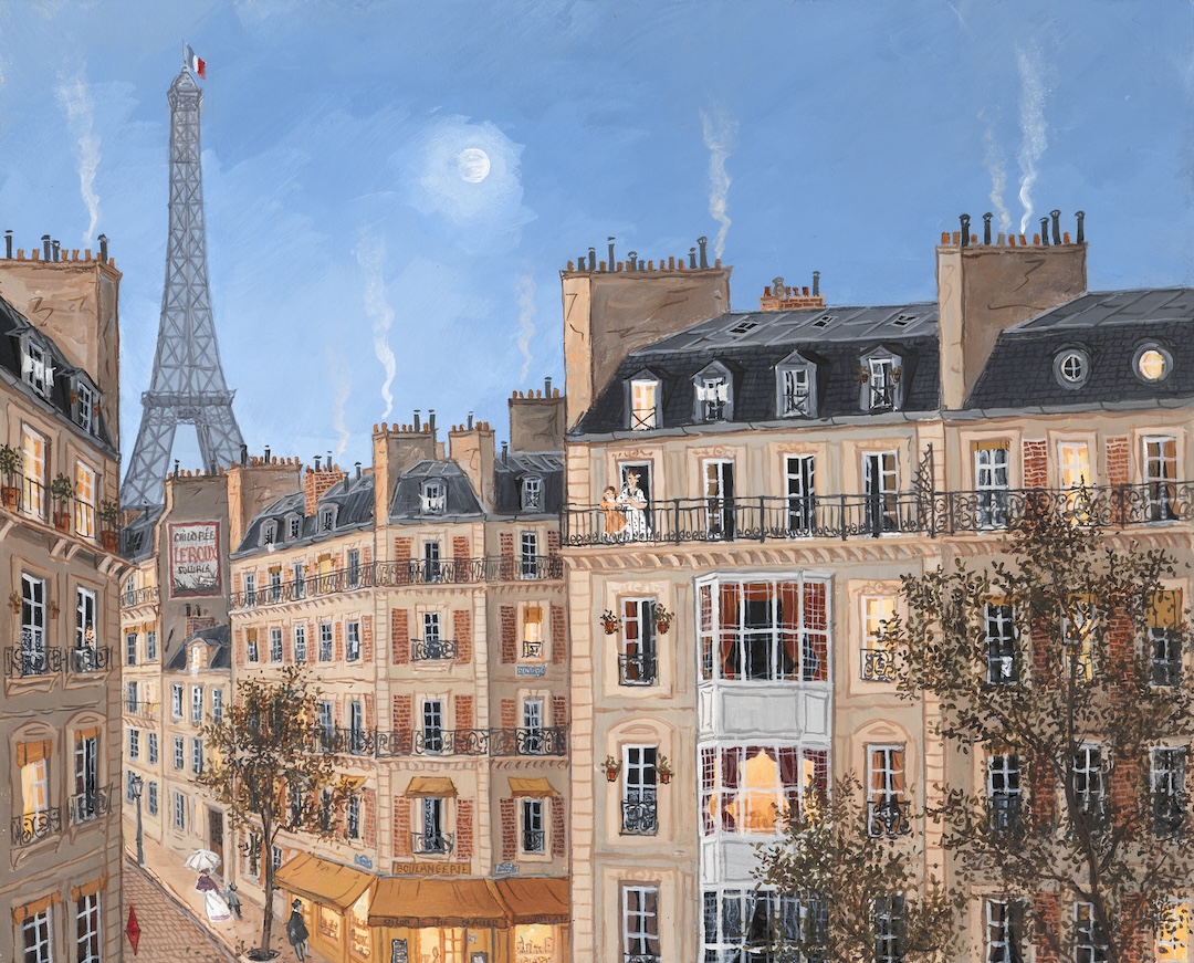 TOUR EIFFEL AU CIEL BLEU - Acrylique sur bois - 33x41 cm