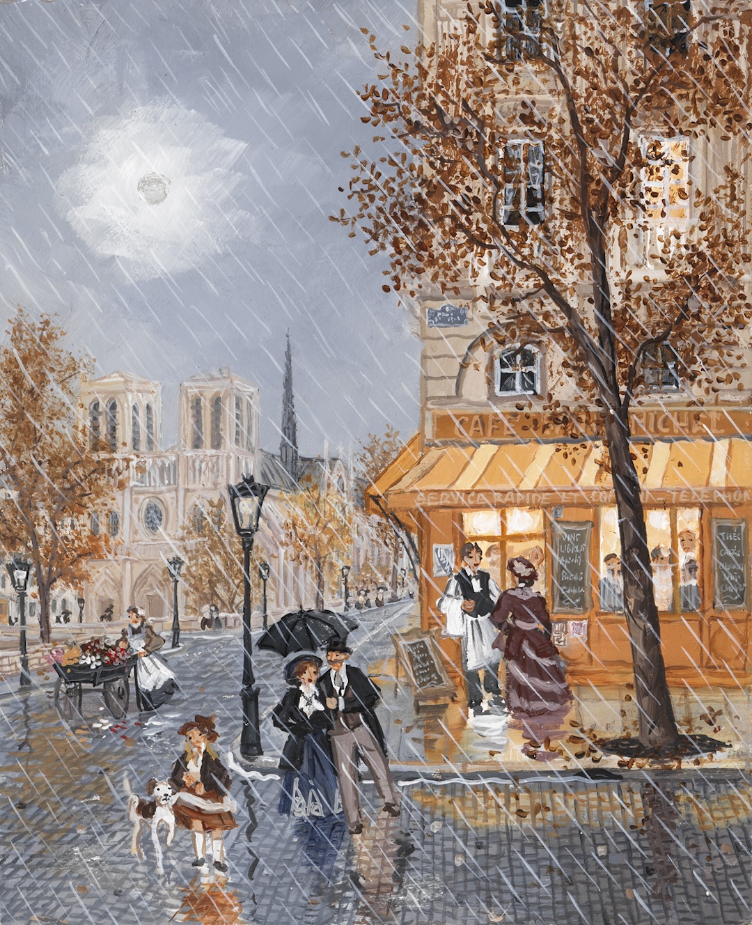 PLUIE ET SOLEIL SUR NOTRE-DAME - Acrylique sur bois - 27x22 cm