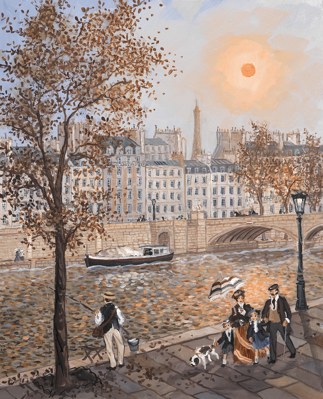 SOLEIL ORANGE D'AUTOMNE - Acrylique sur bois - 27x22 cm